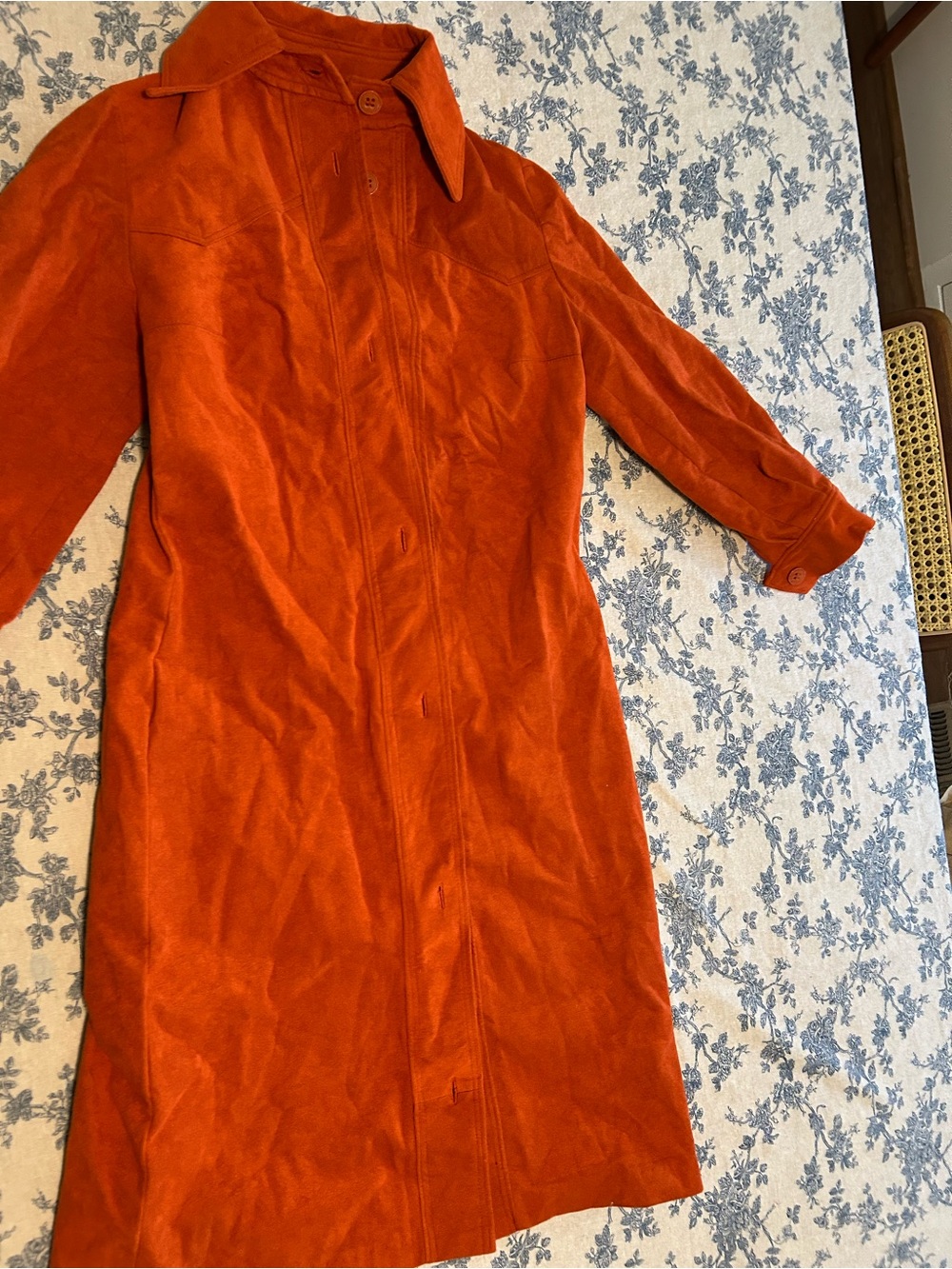 Vintage Orange Suede Trench Coat